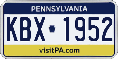 PA license plate KBX1952