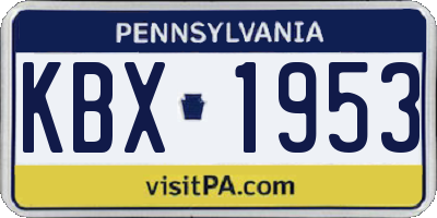 PA license plate KBX1953