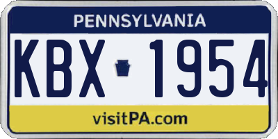 PA license plate KBX1954
