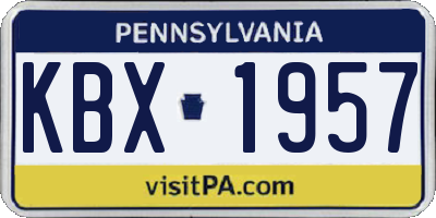 PA license plate KBX1957