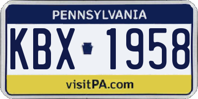 PA license plate KBX1958
