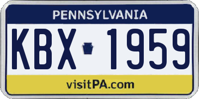 PA license plate KBX1959