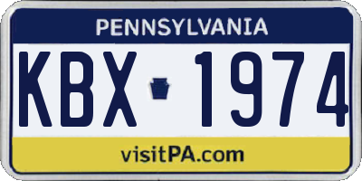 PA license plate KBX1974
