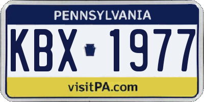 PA license plate KBX1977