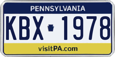 PA license plate KBX1978
