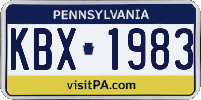 PA license plate KBX1983