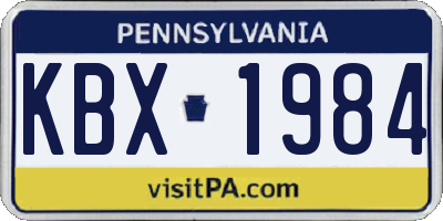PA license plate KBX1984