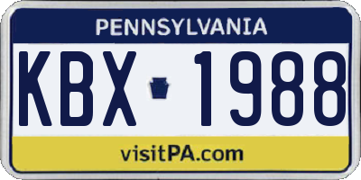 PA license plate KBX1988