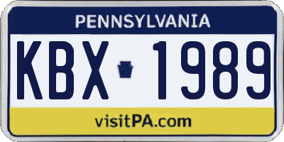 PA license plate KBX1989