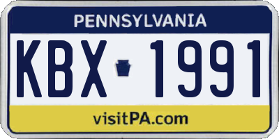 PA license plate KBX1991