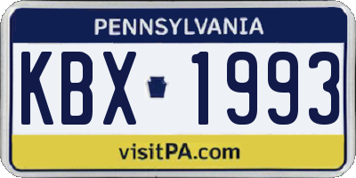 PA license plate KBX1993
