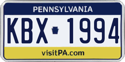 PA license plate KBX1994