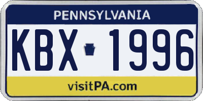 PA license plate KBX1996