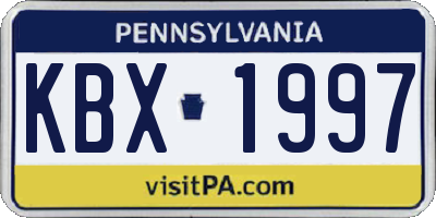 PA license plate KBX1997
