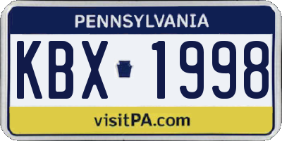PA license plate KBX1998