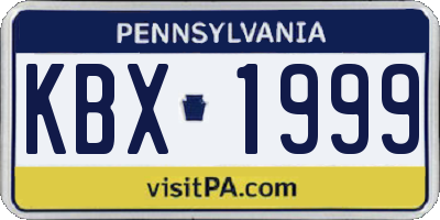 PA license plate KBX1999
