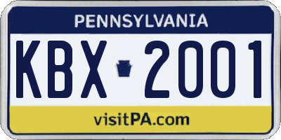 PA license plate KBX2001