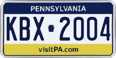 PA license plate KBX2004