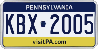 PA license plate KBX2005