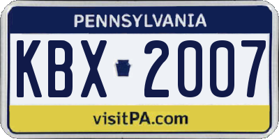 PA license plate KBX2007