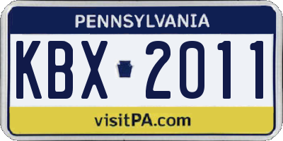 PA license plate KBX2011