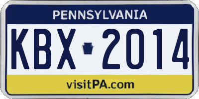 PA license plate KBX2014