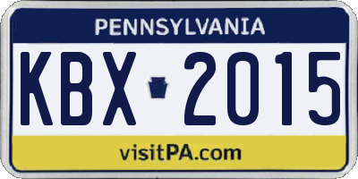 PA license plate KBX2015
