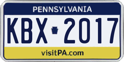 PA license plate KBX2017