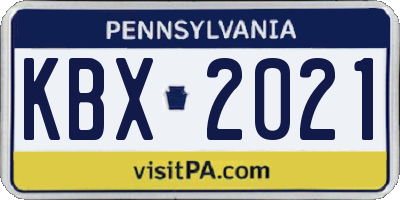 PA license plate KBX2021