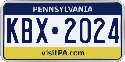 PA license plate KBX2024