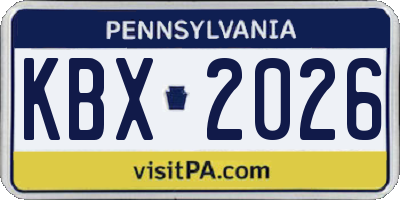 PA license plate KBX2026