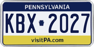 PA license plate KBX2027