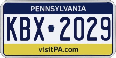 PA license plate KBX2029