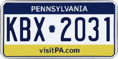 PA license plate KBX2031