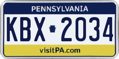 PA license plate KBX2034