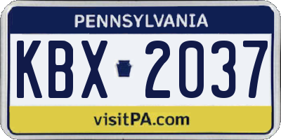 PA license plate KBX2037