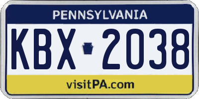 PA license plate KBX2038