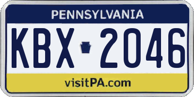 PA license plate KBX2046