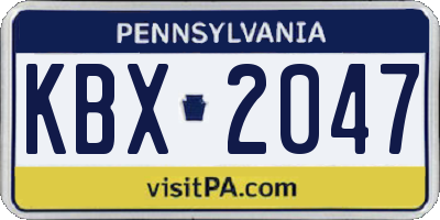 PA license plate KBX2047