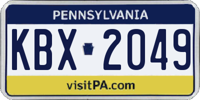 PA license plate KBX2049