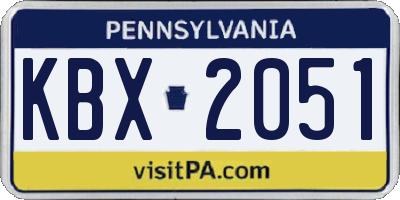 PA license plate KBX2051
