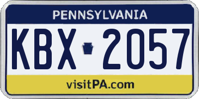 PA license plate KBX2057
