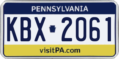 PA license plate KBX2061