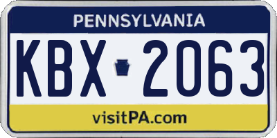 PA license plate KBX2063