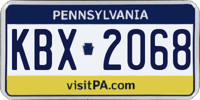 PA license plate KBX2068