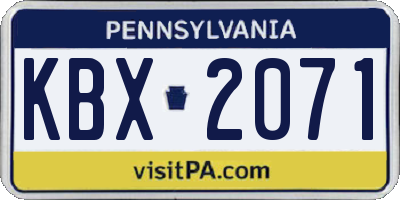 PA license plate KBX2071