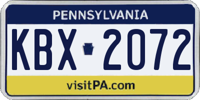 PA license plate KBX2072