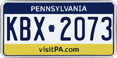 PA license plate KBX2073