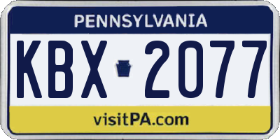 PA license plate KBX2077