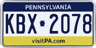PA license plate KBX2078